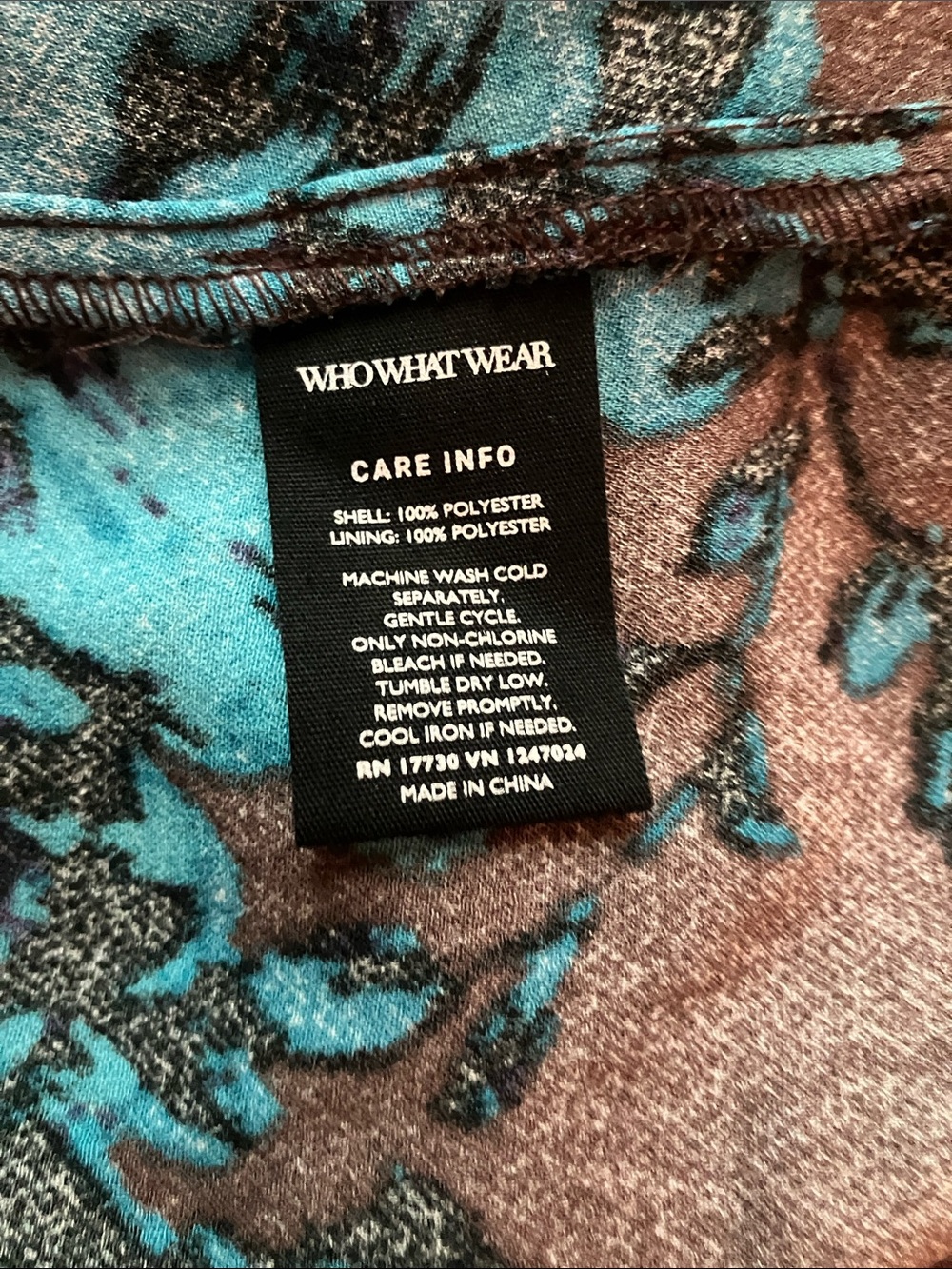Who What Wear Black Brown Teal Floral Print Short Sleeve Dress - Picture 5 of 6